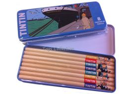 boite crayon tintin bleu moulinsart