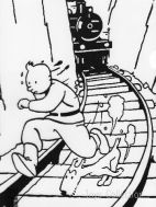Chemise plastique Tintin et Milou courent devant le train