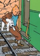 Chemise plastique Tintin et Milou sur le marche pied du train