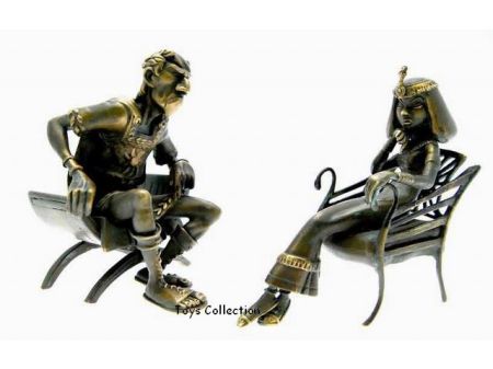 César et Cléopatre en bronze