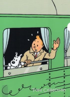 Chemise plastique Tintin et Milou à la fenêtre du train