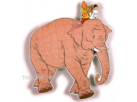 Puzzle Tintin sur l'éléphant #