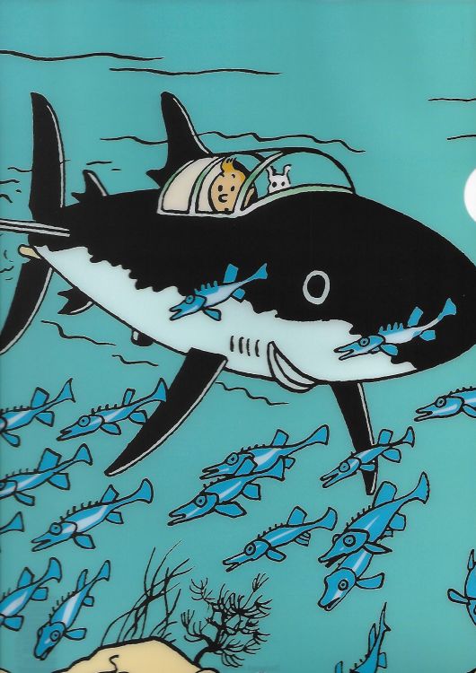 Papeterie Moulinsart Tintin - Chemise plastique A4 Rackham sous marin requin