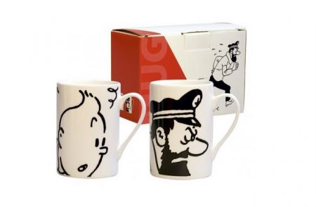 Duo Mugs Tintin et Haddock blancs
