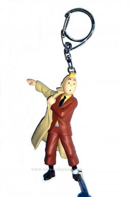Porte-clé Tintin mettant son trench