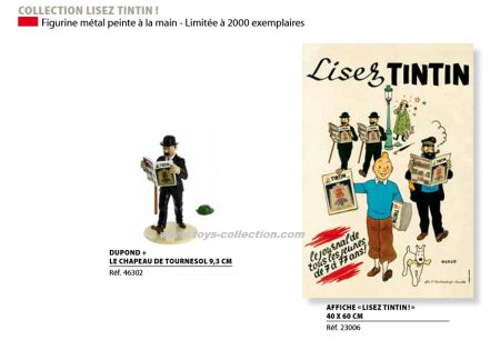 Dupond tenant le journal Tintin + le chapeau de Tournesol