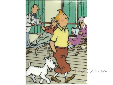 Chemise plastique Tintin et Milou sur le pont