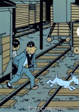 Chemise plastique Tintin et Tchang sur la voie ferree