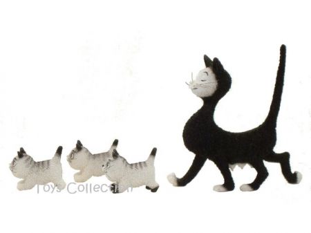 La promenade de la chatte et ses 3 chatons